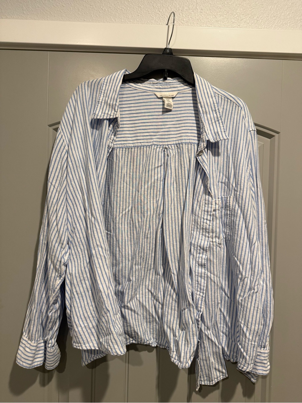 Light Blue & White Striped Casual Button-Up Shirt